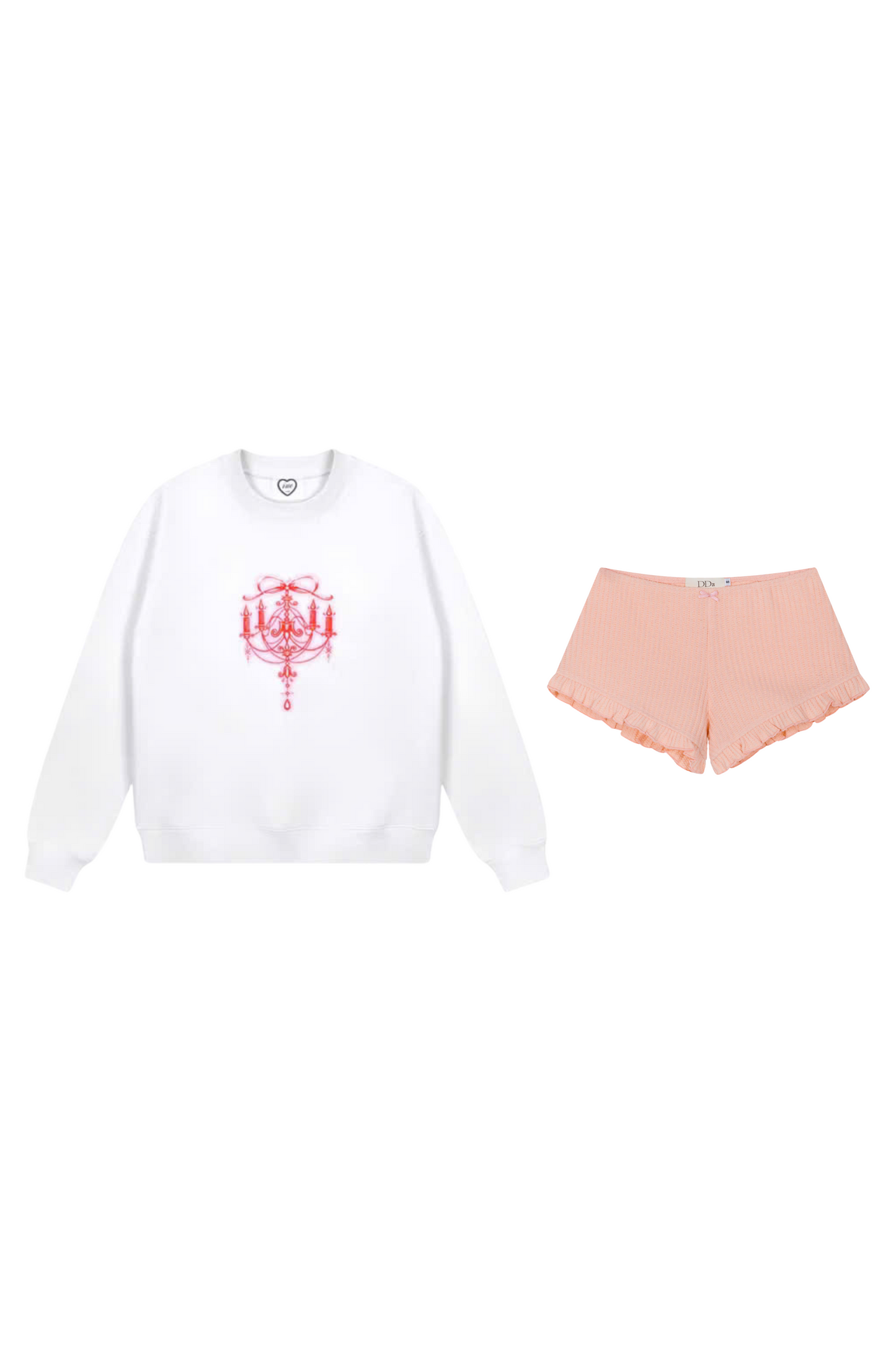 Yellow “Chandelier” sweater + baby shorts