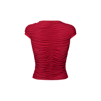 "RUCHE" IN RED WAVY TOP
