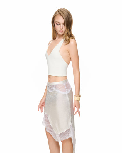 "V" TOP IN WHITE