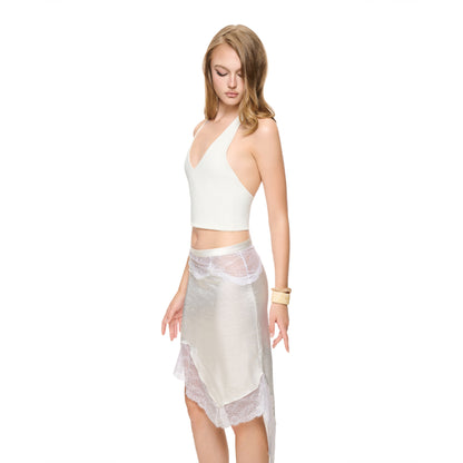 "LACE MIDI" SILKY SKIRT