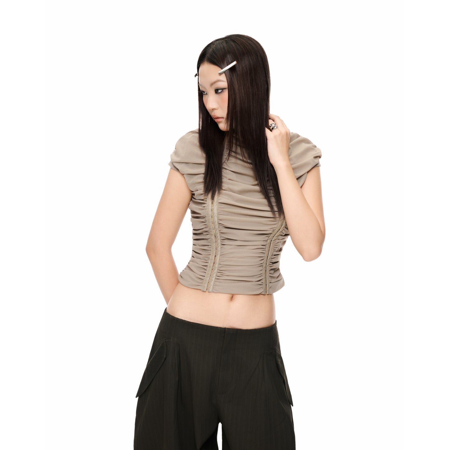 "RUCHE" WAVY TOP