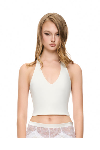 "V" TOP IN WHITE