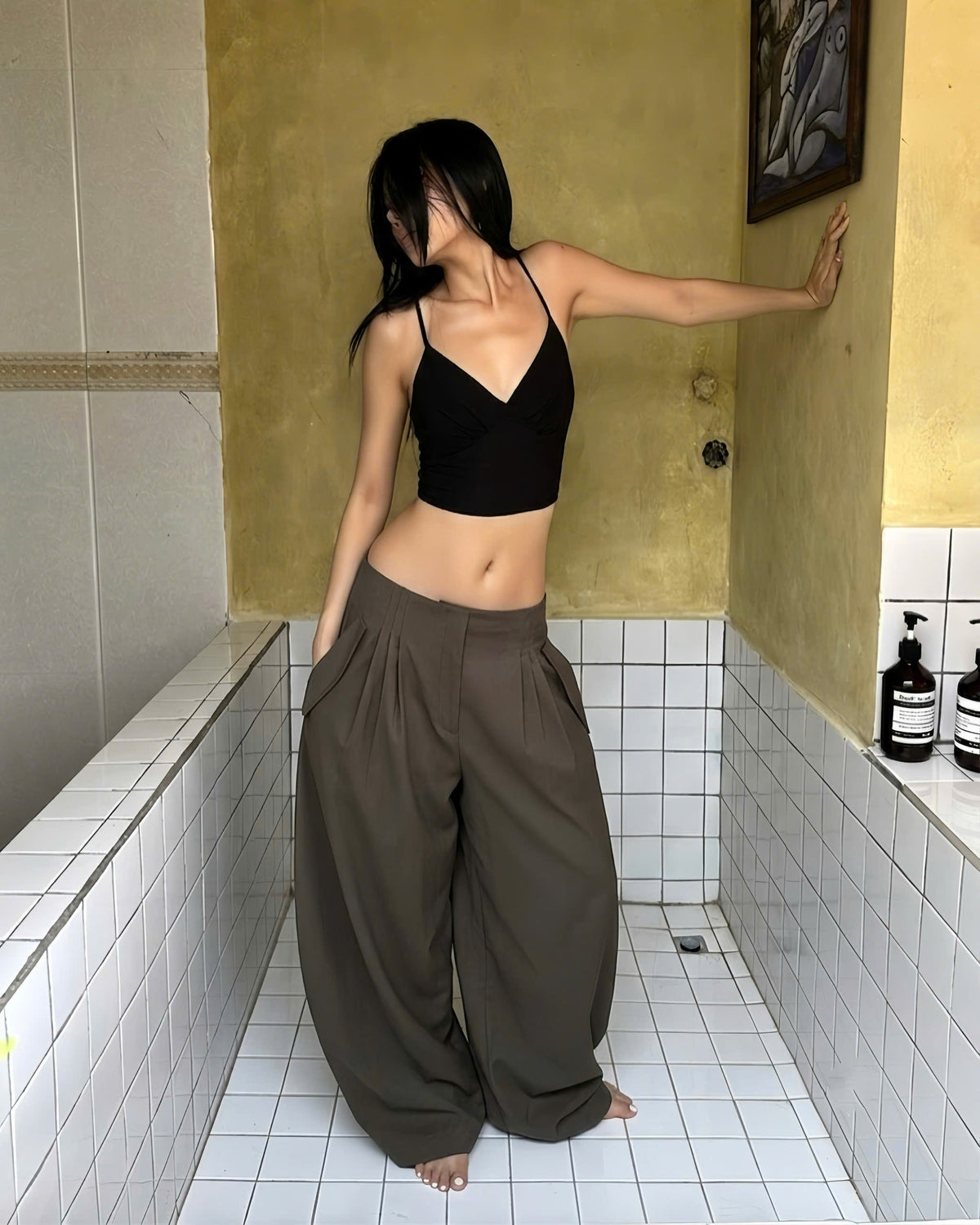 "MATCHA CROISSANT" BAGGY PANTS