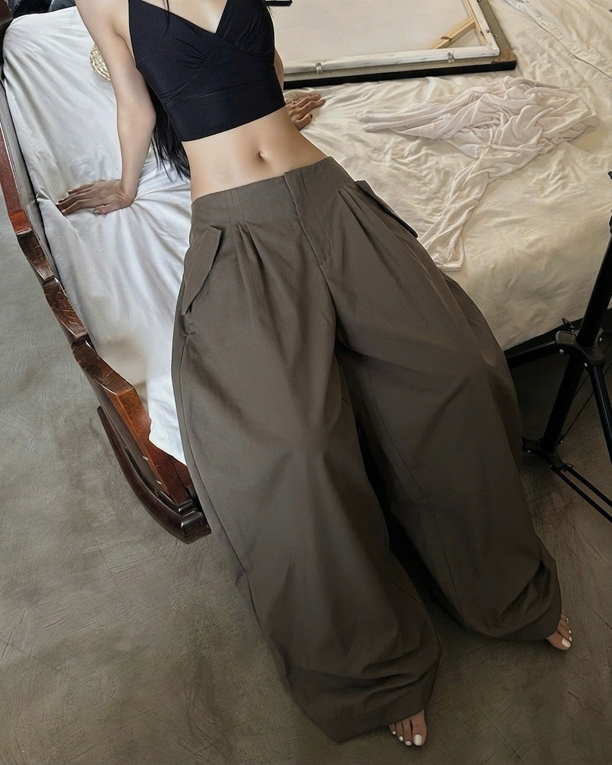 "MATCHA CROISSANT" BAGGY PANTS
