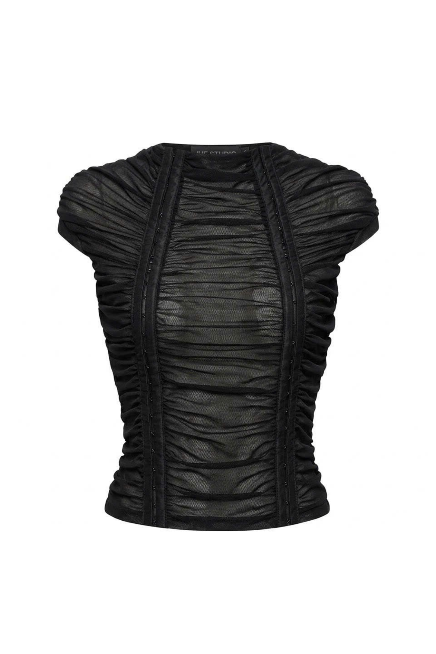 BLACK "RUCHE" WAVY TOP