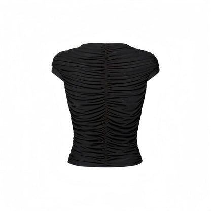 BLACK "RUCHE" WAVY TOP