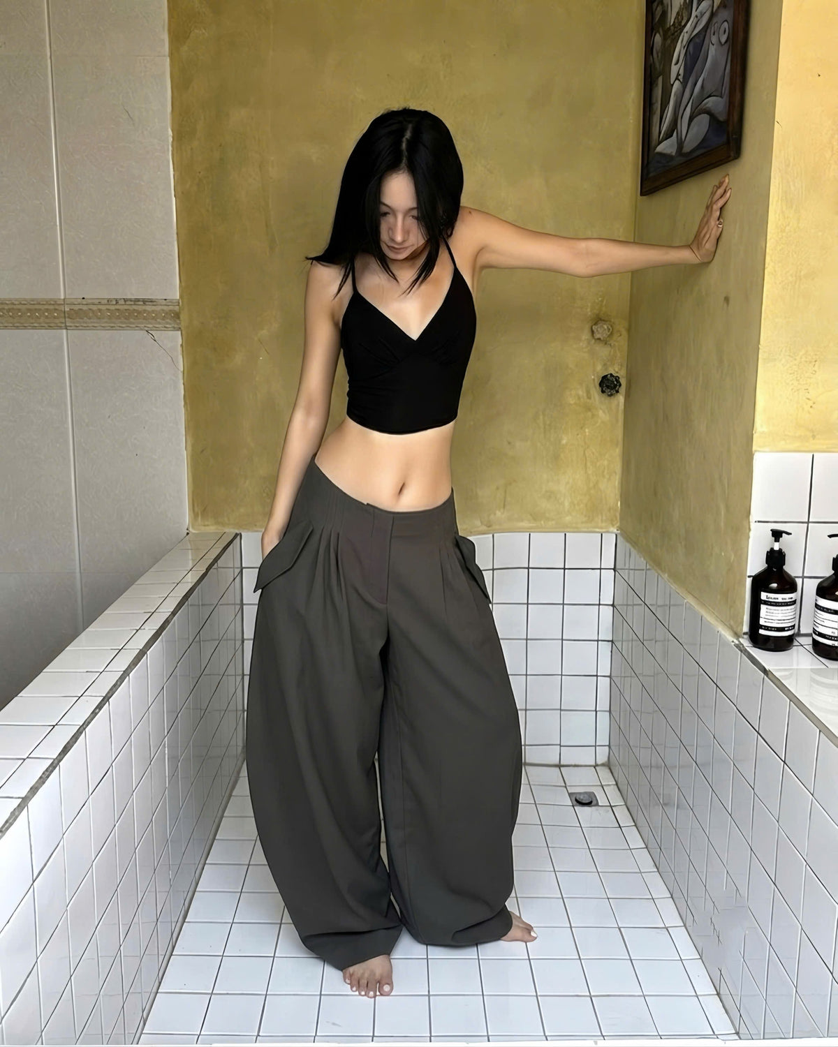 "MATCHA CROISSANT" BAGGY PANTS